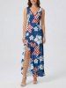 Patriotic American Flag Hibiscus Flower Print Matching Outfit For Couples -  