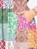 Paisley Flower Colorful Geometric Colorblock Print Hawaii Split Pocket A Line Midi Dress - Rose  4X