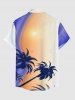 Coconut Tree Ombre Print Hawaii Button Pocket Shirt For Men -  