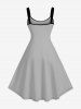 Skull Pirate Costume Print Hawaii A Line Dress - Gris Clair 3X