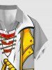 Plus Size Skull Pirate Costume Print Hawaii Button Pocket Shirt For Men - Gris Clair M