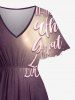 Plus Size Flower Glitter Galaxy Print Hawaii Split Pocket A Line Midi Dress - Violacé rouge XXS