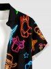 Skull Star Cactus Print Buttons Pocket Hawaii Shirt For Men -  