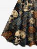 Skulls Rose Flowers Print Hawaii Tank Dress - Brun 3X