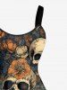 Skulls Rose Flowers Print Hawaii Tank Dress - Brun 3X