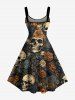 Skulls Rose Flowers Print Hawaii Tank Dress - Brun 3X