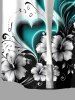 Hibiscus Flower Heart Colorblock Print Buttons Pocket Hawaii Shirt For Men - Blanc S
