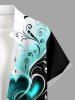 Hibiscus Flower Heart Colorblock Print Buttons Pocket Hawaii Shirt For Men - Blanc L