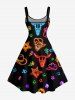Skull Star Cactus Print Hawaii Tank Dress -  