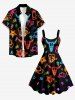 Skull Star Cactus Print Hawaii Tank Dress -  