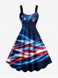 Patriotic American Flag Print Tank Dress -  