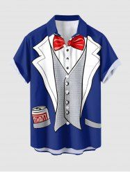 Suit Pattern Print Hawaii Button Pocket Shirt For Men -  