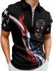 Matching Hawaii Shirt and Romper  Beach Outfit Patriotic American Flag Eagle Print for Couples - Noir 