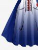 Robe trapèze imprimée Hawaï à lacets et nœud - Cadetblue S