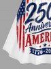 Patriotic American Flag Letters Print Ruched Crisscross Strappy A Line Dress -  