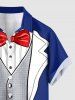 Suit Pattern Print Hawaii Button Pocket Shirt For Men -  