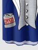 Suit Pattern Print Hawaii Button Pocket Shirt For Men -  