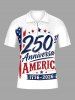 Patriotic American Flag Letters Print Zipper Polo Shirt For Men -  