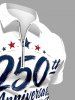 Patriotic American Flag Letters Print Zipper Polo Shirt For Men -  