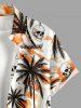 Coconut Tree Skulls Print Hawaii Button Pocket Shirt For Men - Orange L