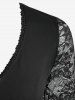 Flower Lace Trim Patchwork Cross Flare Sleeve Mermaid Dress -  