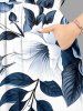 Plus Size Flowers Leaf Print Split Hawaii Midi Dress - Bleu profond XS