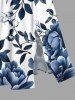Plus Size Flowers Leaf Print Split Hawaii Midi Dress - Bleu profond S