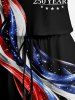 Patriotic American Flag Eagle Print Cinched Romper -  