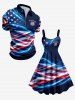 Patriotic American Flag Print Tank Dress -  