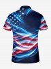 Patriotic American Flag Print Zipper Polo Shirt For Men -  
