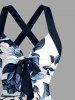 Flowers Leaf Print Crisscross Straps Bowknot Hawaii Tank Dress -  