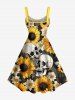 Skulls Sunflowers Print Hawaii Tank Dress - Brun Doré 3X