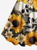 Skulls Sunflowers Print Hawaii Tank Dress - Brun Doré 3X