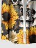Skulls Sunflowers Print Buttons Pocket Hawaii Shirt For Men -  