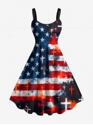 Patriotic American Flag Paint Splatter Print Tank Dress -  