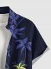 Coconut Tree Hibiscus Flower Car Print Hawaii Button Pocket Shirt For Men - Bleu de Minuit L