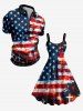 Patriotic American Flag Paint Splatter Print Tank Dress -  