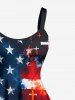 Patriotic American Flag Paint Splatter Print Tank Dress -  