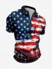 Patriotic American Flag Paint Splatter Print Zipper Polo Shirt For Men -  