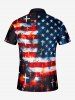 Patriotic American Flag Paint Splatter Print Zipper Polo Shirt For Men -  