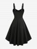 Lace Jacquard Embroidery Mock Button Lace-up A Line Dress -  