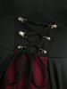 Lace Jacquard Embroidery Mock Button Lace-up A Line Dress -  