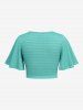 Plus Size Solid Color Textured Twist Crop Top -  