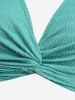 Plus Size Solid Color Textured Twist Crop Top -  