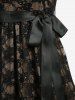 Robe trapèze grande taille à superposition de dentelle fleurie et paillettes, avec ceinture et bretelles amovibles - Noir 4X | US 26-28