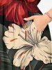 Tropical Leaf Hibiscus Flower Print Hawaii Split Pocket A Line Midi Dress -  