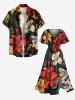 Tropical Leaf Hibiscus Flower Print Hawaii Split Pocket A Line Midi Dress -  