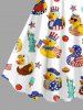 Cute Duck Patriotic American Flag Print A Line Dress -  