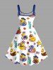 Cute Duck Patriotic American Flag Print A Line Dress -  
