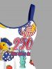 Cute Duck Patriotic American Flag Print A Line Dress -  